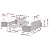 Tuinbankenset met kussen 8 pcs Grijs poly rattan - thumbnail