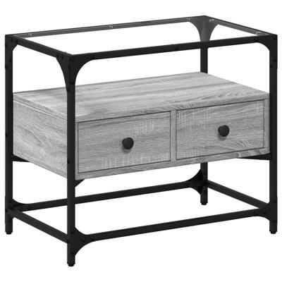 Tv-meubel met glazen blad 60x35x51 cm bewerkt hout grijs sonoma - thumbnail