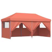 Partytent inklapbaar pop-up met 4 zijwanden terracottakleurig - thumbnail