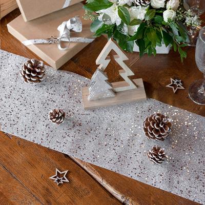 Santex Glitter Zilver Tafelloper