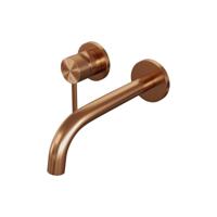 Copper Carving inbouw wastafelmengkraan gebogen uitloop koper geborsteld PVD - thumbnail