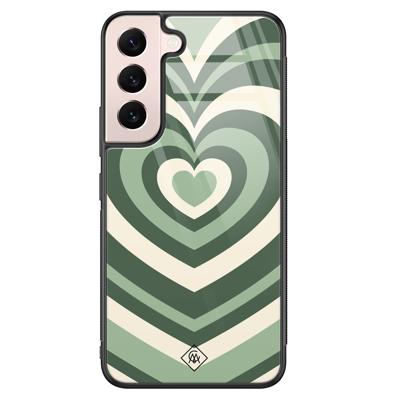 Samsung Galaxy S22 glazen hardcase - Hart swirl groen