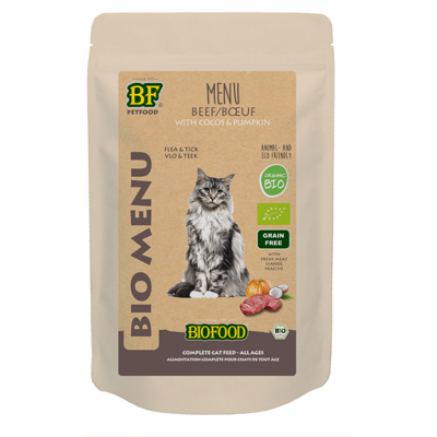 BF Petfood Biofood Organic Rund Bio menu natvoer kat (zakjes 100 gr) 2 x (20 x 100 g) BF Petfood Biofood Organic Rund Bio menu natvoer kat (zakjes 100 gr) 2 x (20 x 100 g)