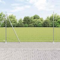 VidaXL Hek met paal zilver 1,5 x 10 m staal - thumbnail