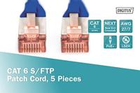 Digitus DK-1644-100-B-5 RJ45 Netwerkkabel, patchkabel CAT 6 S/FTP 10.00 m Blauw Folie afscherming, Afscherming totaal, Afgeschermd, Halogeenvrij, Simplex, - thumbnail