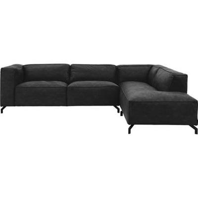 Goossens Bank Calvin grijs, micro leer, 3-zits, modern design met ligelement rechts