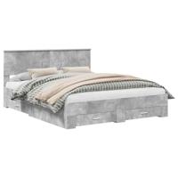 Bedframe met hoofdeinde Beton Grijs 160 x 200 cm Bewerkt hout - thumbnail