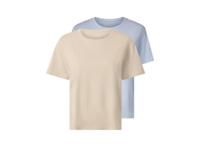 esmara Set van 2 dames T-shirts (Blauw/beige, S (36/38)) - thumbnail