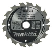 Makita Cirkelzaagblad voor Hout | Specialized | Ø 136mm Asgat 20mm 16T - B-33532 - thumbnail