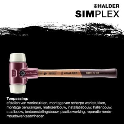 Halder Kunststofhamer | lengte 490 mm hoofd-d. 80 mm | hard hout | nylon wit | 1 stuk - 3008.080 3008.080