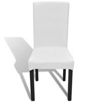 VidaXL 6 st stoelhoezen recht stretch wit - thumbnail