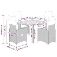 5-delige Bistroset met kussens poly rattan beige - thumbnail