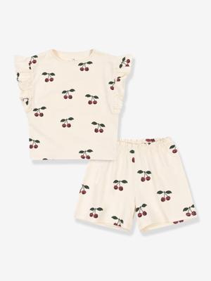 Set van t-shirt + korte sweater voor kinderen Lin Set Gots KONGES SLOJD ecru