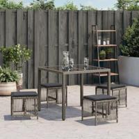 Tuinkrukken 4 st met kussens 41x41x36 cm poly rattan grijs - thumbnail