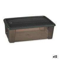 Doos met deksel Stefanplast Elegance Grijs 19,5 x 11,5 x 33 cm Plastic 5 L (12 Stuks) - thumbnail