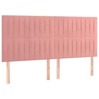 Boxspring met matras en LED fluweel roze 160x200 cm - thumbnail