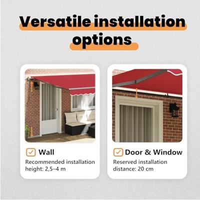 VidaXL Inklapbaar zonnescherm rood 400 × 300 cm stof en aluminium