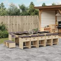15-delige Tuinset met kussens poly rattan gemengd beige - thumbnail