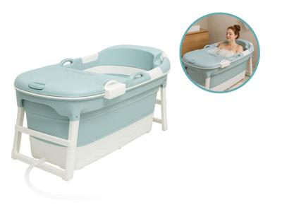 Parcura XL Opvouwbaar Zitbad - 148 cm - Ruim, Comfortabel & Compact Opbergen - Blauw & Wit