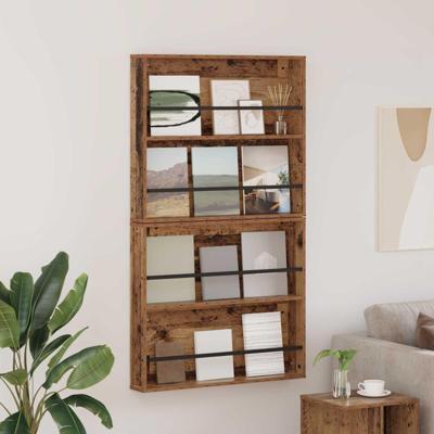 Tijdschrift Rek 2 pcs Oudhout 80 x 12 x 70 cm Bewerkt hout Tijdschrift Rek 2 pcs Oudhout 80 x 12 x 70 cm Bewerkt hout