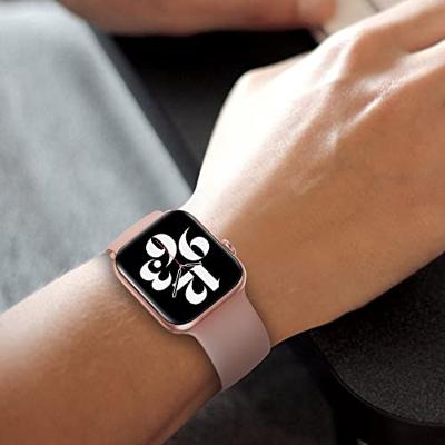 By Qubix - Elastische Solo Loop bandje - Roze - Compatible met Apple Watch 38mm / 40mm / 41mm / 42mm - Compatible Apple watch bandjes
