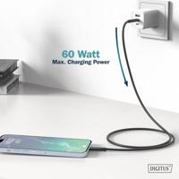 Digitus USB-C-kabel USB 2.0 USB-C stekker 1.00 m Zwart (mat) Uitstekende verouderingseigenschappen, Flexibel, Flexibele binnenader, Bestand tegen wisselende - thumbnail