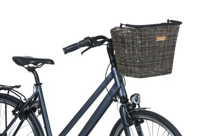 Basil bremen rattan look kf - fietsmand - voorop - donkerbruin - thumbnail