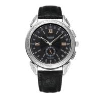 419 YAZOLE mannen mode Business leder Band Quartz Wrist Watch (zwart) - thumbnail