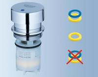 GROHE Euroeco Cosmopolitan S waterbesparende wastafelkraan zelfsluitend 44593 blauw/rood chroom 36265000 - thumbnail