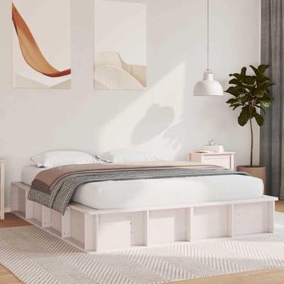 Bedframe met opslag Wit 160 x 200 cm Massief grenenhout