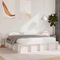 Bedframe met opslag Wit 160 x 200 cm Massief grenenhout - thumbnail