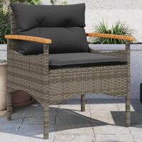 3-delige Loungeset met kussens poly rattan grijs - thumbnail