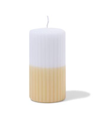 HEMA Stompkaars ⌀7x13cm ribbel wit-lichtgeel (lichtgeel)