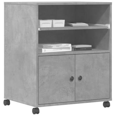 VidaXL Printerkastje met wielen 60x48x74 cm betongrijs VidaXL Printerkastje met wielen 60x48x74 cm betongrijs