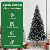 VidaXL Kerstboom met 300 led met standaard zwart 210 cm pvc - thumbnail
