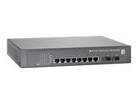 LevelOne GEP-1021 - Switch - 8 x 10/100/1000 (PoE+) + 2 x Gigabit SFP - rack-uitvoering - PoE+ (250 W) - thumbnail