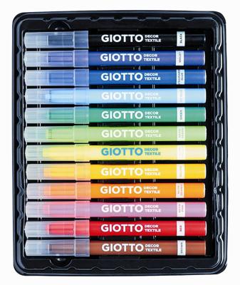 GIOTTO textielstift, lijndikte 4 mm, diverse kleuren, 12 stuk/ 1 doos