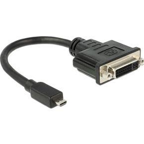 Delock 65563 HDMI / DVI Adapter [1x HDMI-stekker D micro - 1x DVI-bus 24+5-polig] Zwart 20.00 cm