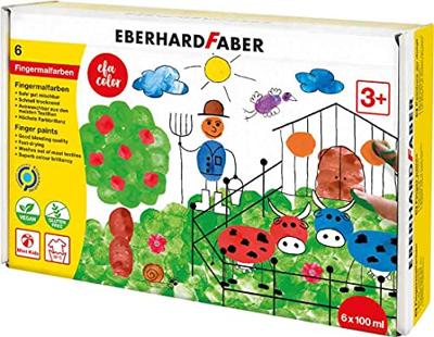 Vingerverf Eberhard Faber 6x100ml geel/rood/blauw/groen/wit/zwart