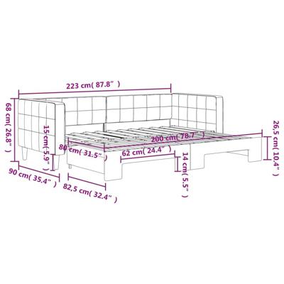 Slaapbank met onderschuifbed 80x200 cm fluweel donkergrijs