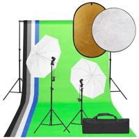Fotostudioset met verlichtingsset, achtergrond en reflector - thumbnail