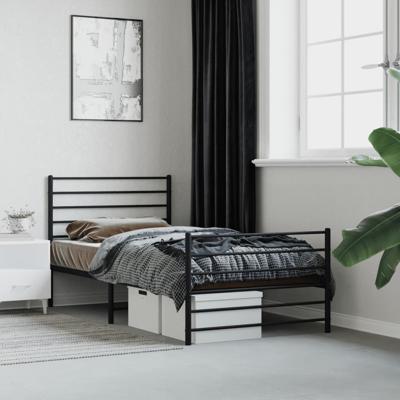 Bedframe met hoofd- en voeteneinde metaal zwart 75x190 cm Bedframe met hoofd- en voeteneinde metaal zwart 75x190 cm