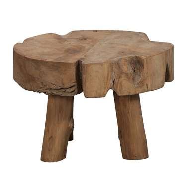 Bijzettafel Tjeu - teak - 30xØ45 cm - Leen Bakker