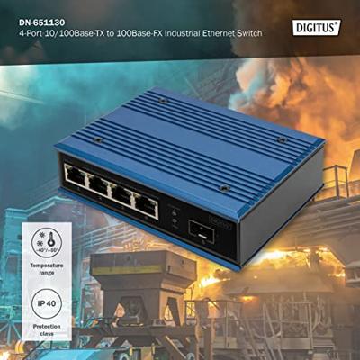Digitus DN-651130 DN-651130 Industrial Ethernet Switch 4 + 1 poorten 10 / 100 MBit/s