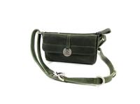 Handgemaakte leren schouder festivaltasje raider #07 groen - thumbnail