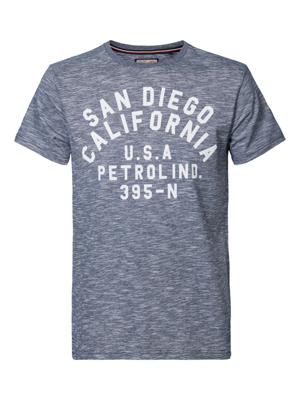 Petrol Industries T-shirt met printopdruk donkerblauw melange