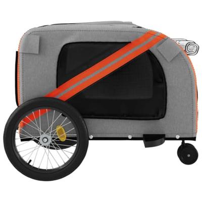 VidaXL Hondenfietstrailer oxford stof en ijzer oranje en grijs - thumbnail