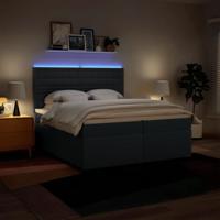 Boxspring met matras stof blauw 200x200 cm - thumbnail