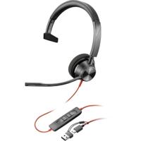 HP Poly Blackwire C3310 On Ear headset Kabel Mono Zwart Ruisonderdrukking (microfoon), Noise Cancelling Headset, Volumeregeling, Microfoon uitschakelbaar - thumbnail