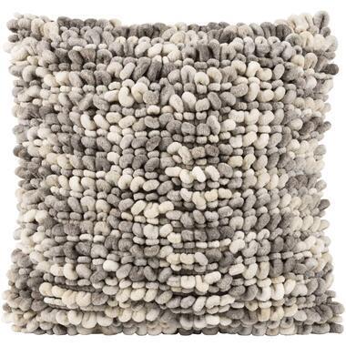 Sierkussen Iep - grijs/zand - 45x45 cm - Leen Bakker